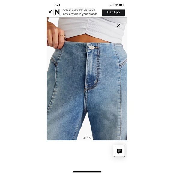 Free People sz 30 CRVY Wild Honey High Rise Flare Bells Jeans NWT Stretch Blue - Picture 4 of 10